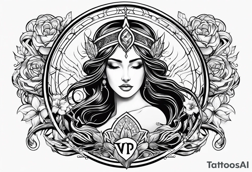 Virgo with   mercury  earth element symbol tattoo idea