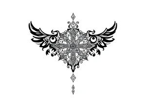 mytical shaman and witch ancient ornament with rhyme tattoo idea