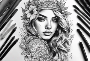 Fine line, earthy elements tattoo idea