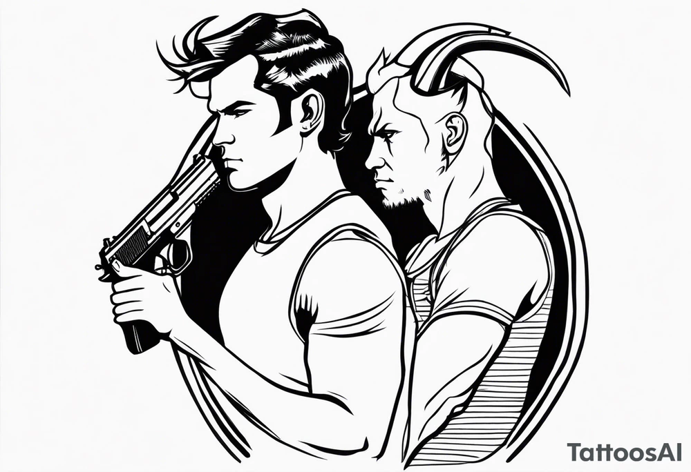 capricorn man with gun tattoo idea