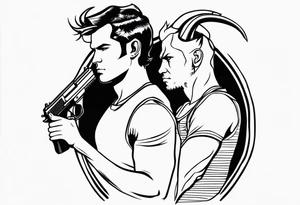 capricorn man with gun tattoo idea