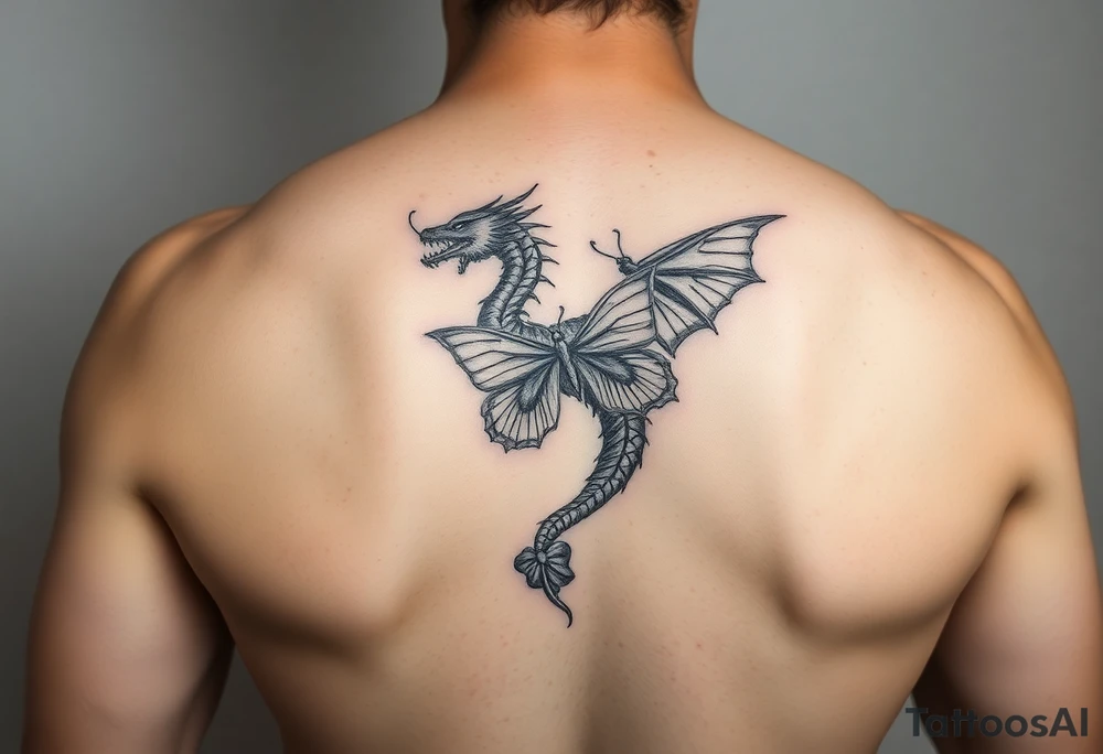 dragon made of butterflies on a forearm tattoo idea