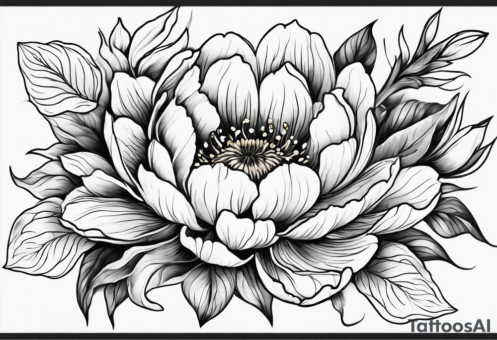 Simple Floral design cherry blossom, peony, sunflower, tulip, lily tattoo idea