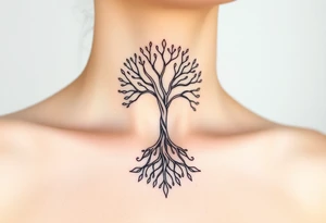 mystical tree of life with cosmic roots and celestial branches tattoo idea