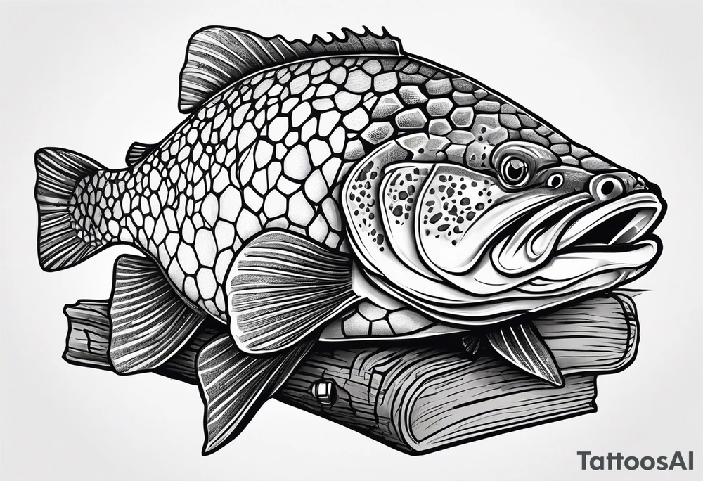 Murray cod on a log with a soccer ball tattoo idea