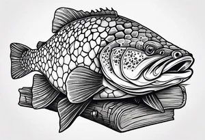 Murray cod on a log with a soccer ball tattoo idea