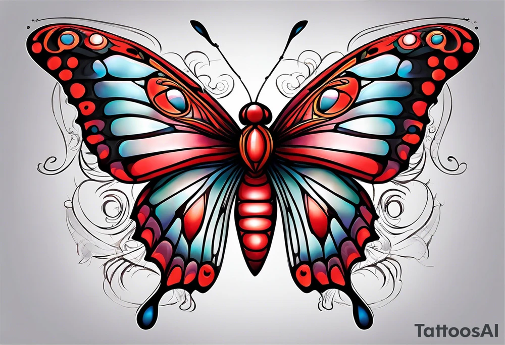 red butterfly spider dreamy tattoo idea