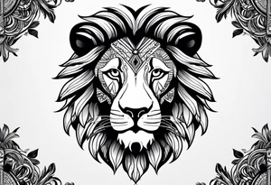 Africa continent lion face tattoo idea