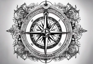 Compass true north due south tattoo idea