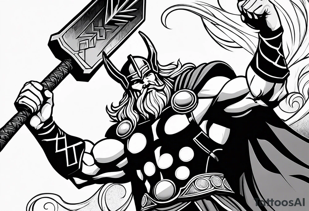Thor mit Hammer in der Hand tattoo idea