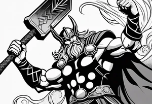 Thor mit Hammer in der Hand tattoo idea