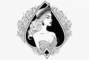 queen of spades,women body,word,simple tattoo idea