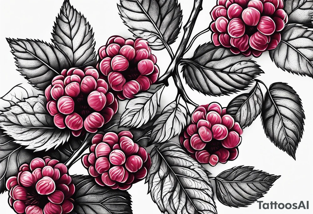 a long raspberry branch that focuses on line work. tattoo idea a long raspberry branch that focuses on line work. tattoo idea