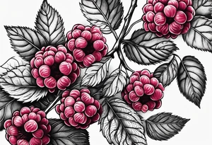 a long raspberry branch that focuses on line work. tattoo idea
