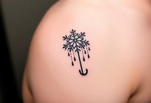 A snowflake melting and turning into rain drops and the rain drops cascading over and umbrella tattoo idea