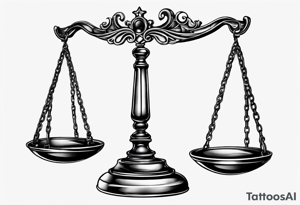 libra scale with broken chains tattoo idea