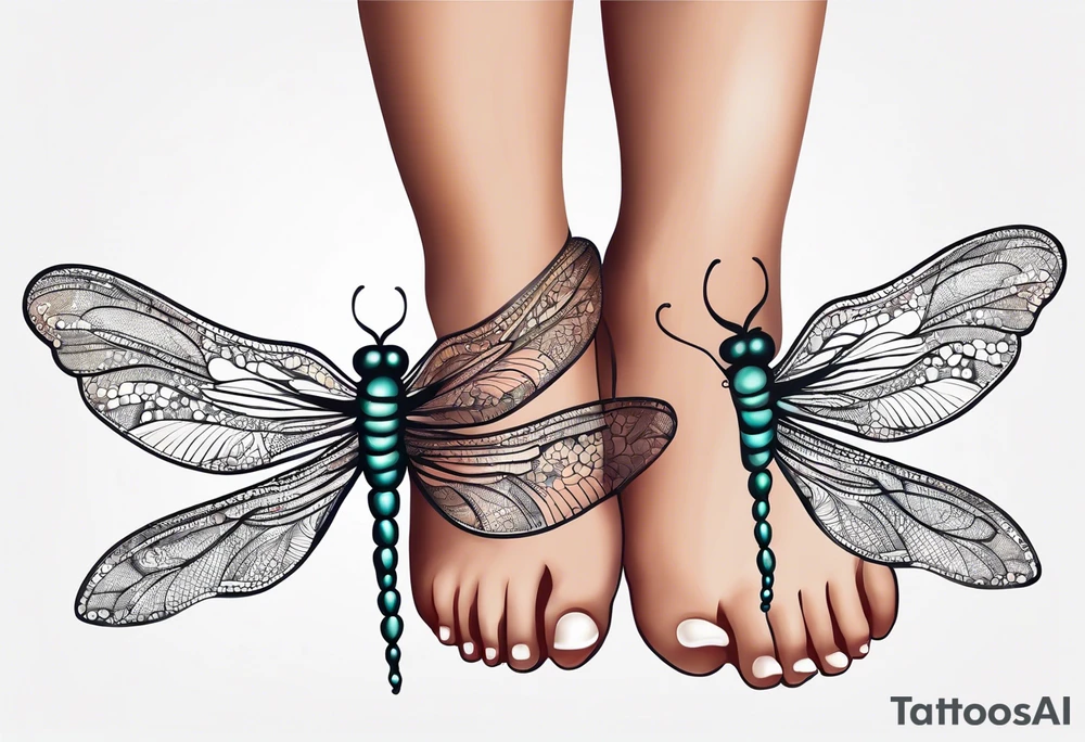 Baby feet with dragonfly tattoo idea