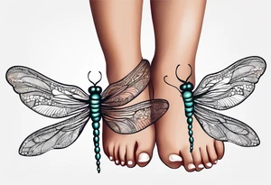 Baby feet with dragonfly tattoo idea