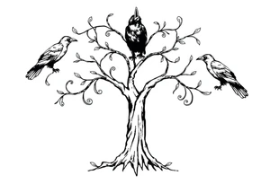 Irish family tree with 3 ravens tattoo idea