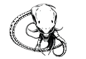 A stencil style drawing of an alien tattoo idea