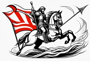 flag of saint george in wind crusade tattoo idea