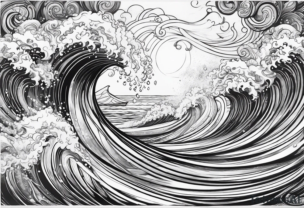 Poseidon with waves tattoo idea