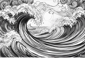 Poseidon with waves tattoo idea