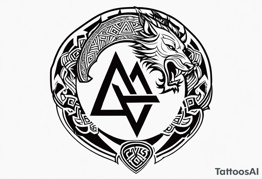 Valhalla sword shield dragon axe Valknut tribal lion tattoo idea Valhalla sword shield dragon axe Valknut tribal lion tattoo idea