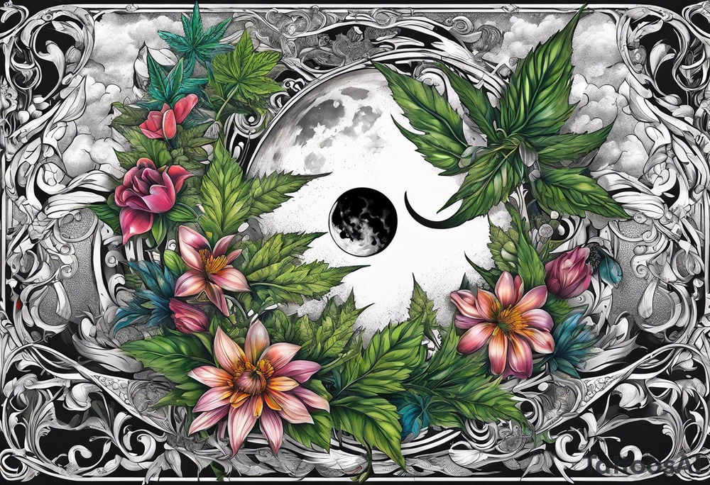 weed golf #2 the moon (arm sleeve) tattoo idea