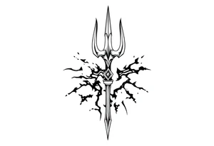 trident with cool background tattoo idea