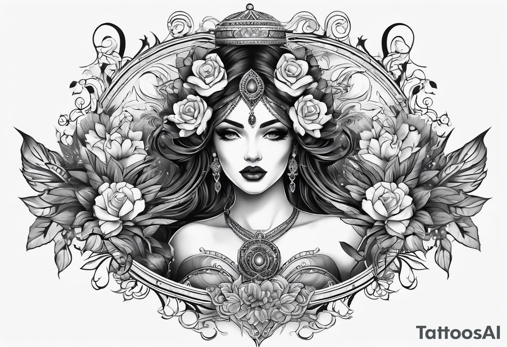 Dark goddess chest tattoo tattoo idea