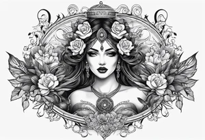 Dark goddess chest tattoo tattoo idea