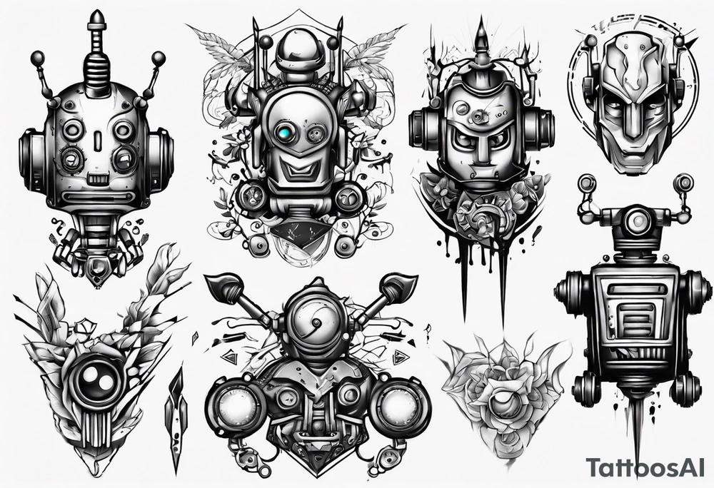 robot design tattoo idea