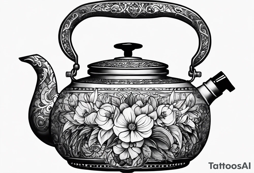 vintage tea kettle tattoo idea