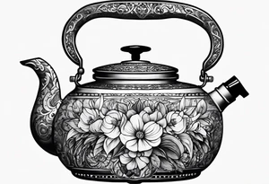 vintage tea kettle tattoo idea