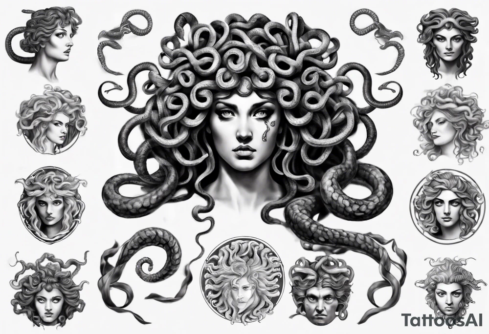 realistic medusa greek mythology tattoo idea