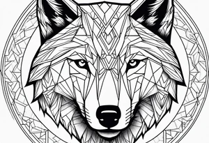 geometric wolf pattern tattoo idea