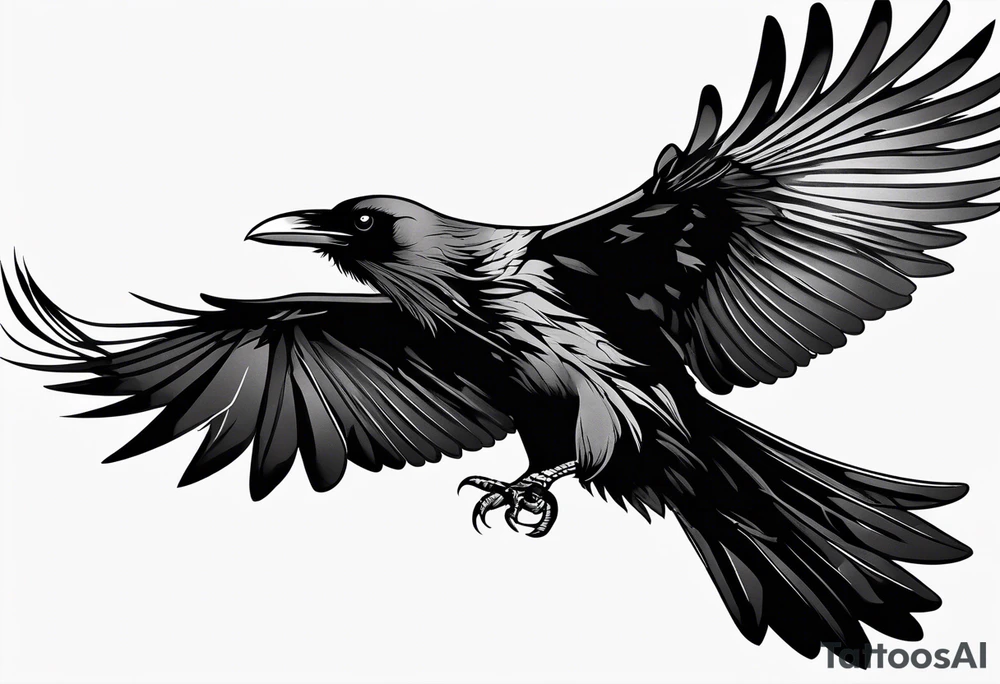 raven in flight tattoo idea