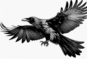 raven in flight tattoo idea