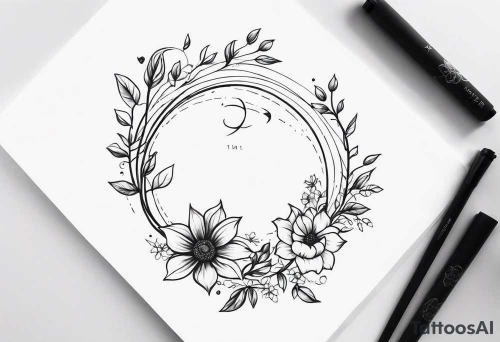 Sleeve tattoo. Vines wrapping around the arm. Flowers and a sun. tattoo idea