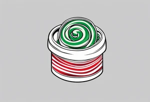 small tattoo of a green swirl peppermint candy in the wrapper tattoo idea