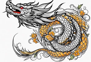 I want a dragon tattoo In gold and black for the story of koi fish tattoo tattoo idea