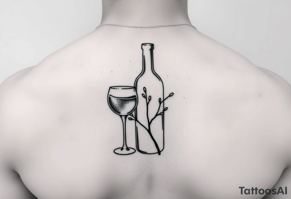 thin simple clean wines with small branch off tattoo idea