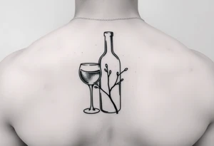 thin simple clean wines with small branch off tattoo idea
