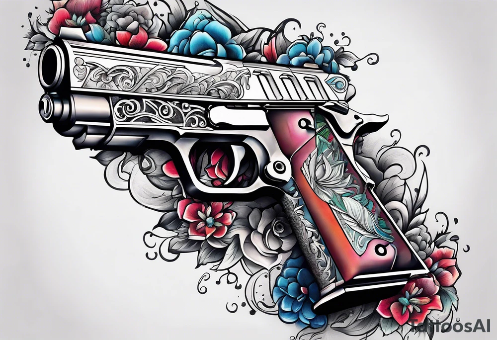 The letters AR with a pistol on each side tattoo idea