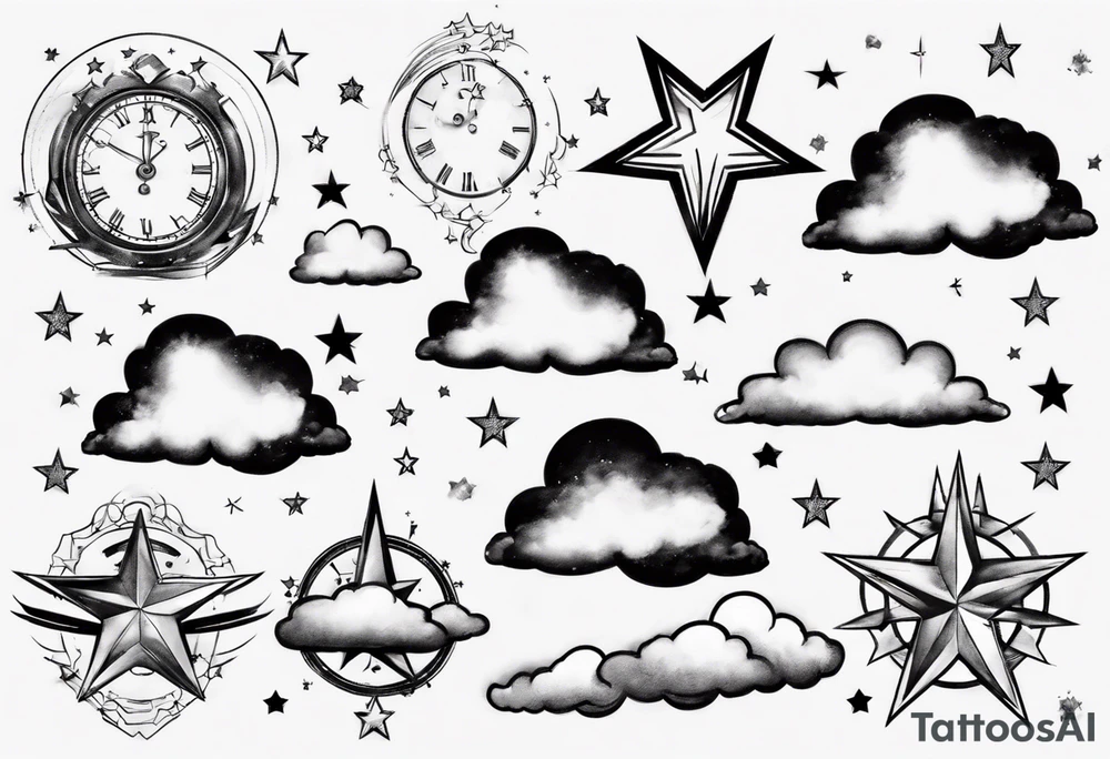 cloud with the date and stars tattoo idea