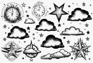 cloud with the date and stars tattoo idea