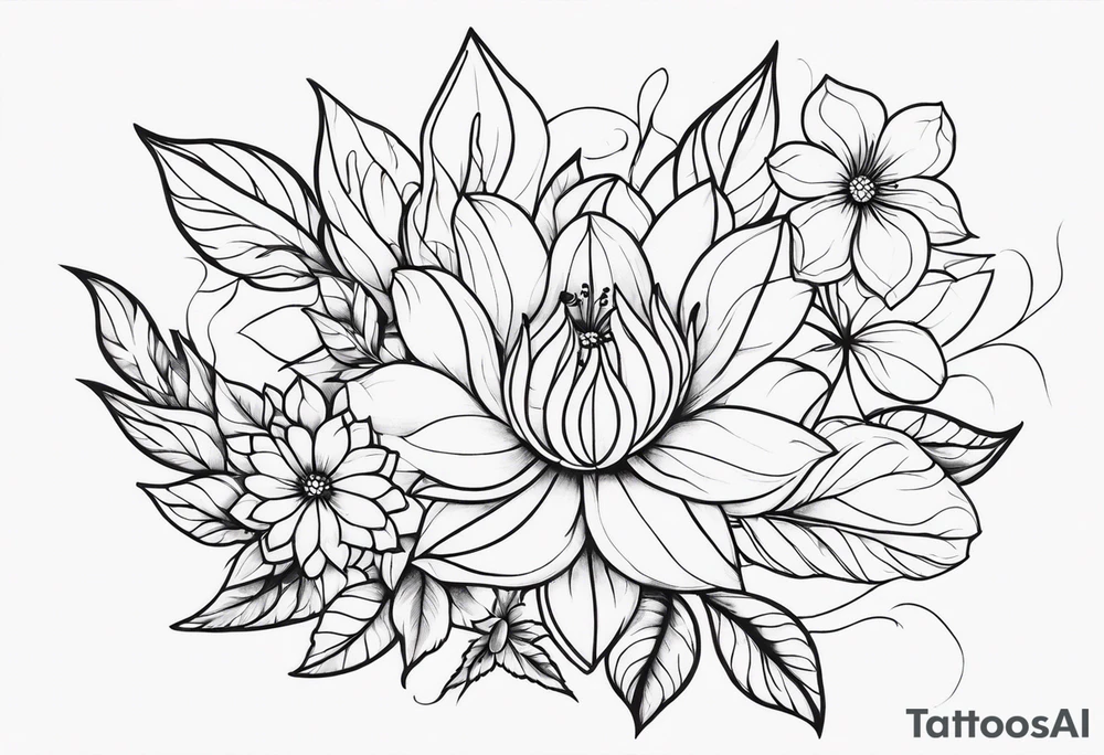 ornaments of flowers tattoo idea