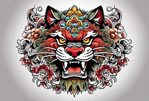 Okinawa style shisa dogs, chest/pecs, Yakuza style tattoo idea