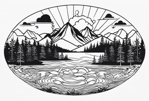A lake without any forest 
with an small island in the middle tattoo idea